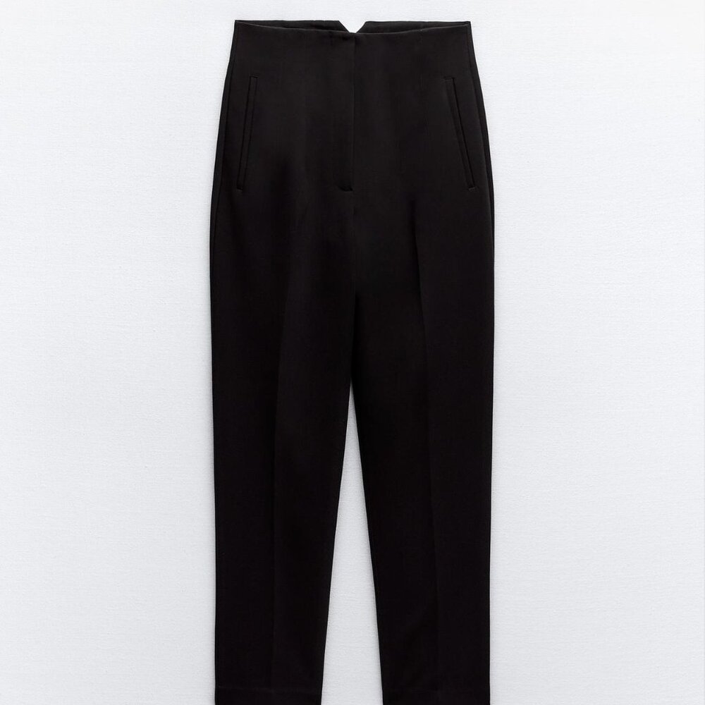 ZARA PANTS WITH A HIGH WAIST - BLACK LARGE